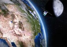 Artist's concept of Orbital Test Bed satellite flying over Earth