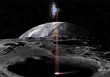 Artist's concept showing the briefcase-sized Lunar Flashlight spacecraft