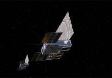 An artist's rendering of the twin Mars Cube One (MarCO) spacecraft