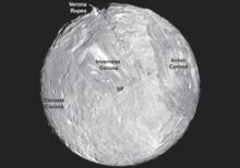 Miranda as imaged by Voyager 2