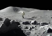The Moon is covered with craters and rocks, creating a surface “roughness” that casts shadows, as seen in this photograph